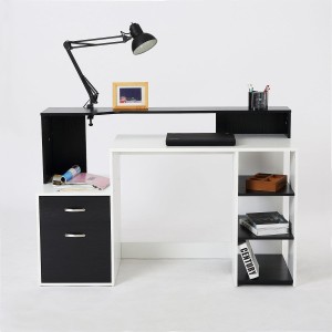 Mesa de ordenador BOTINA en madera color blanco y negro