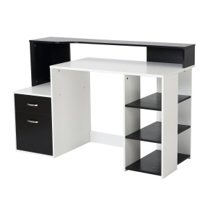 Mesa de ordenador BOTINA en madera color blanco y negro