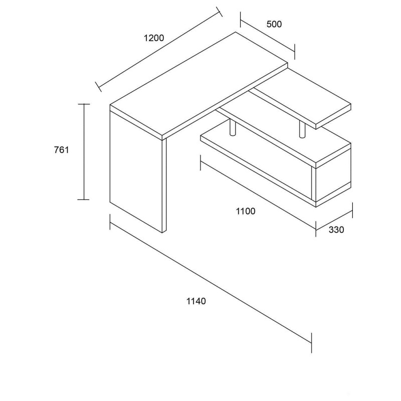 Mesa de ordenador LOREN en madera color negro