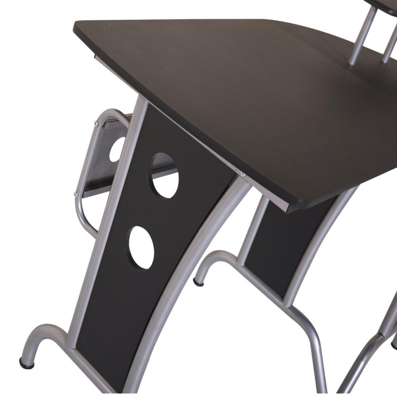 Mesa de ordenador KAMI en madera color negro y dimensiones 165x145x86 cm