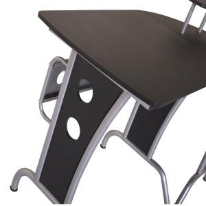 Mesa de ordenador KAMI en madera color negro y dimensiones 165x145x86 cm