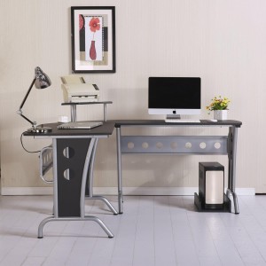 Mesa de ordenador KAMI en madera color negro y dimensiones 165x145x86 cm