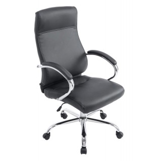 Sillón de oficina ZURIGO, tapizado en piel color negro