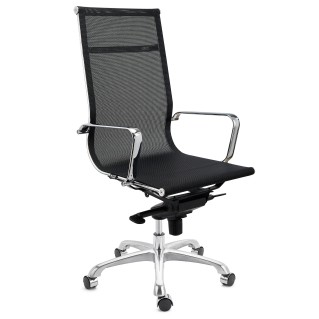 Silla de oficina DOMI, estructura cromada, en malla negra