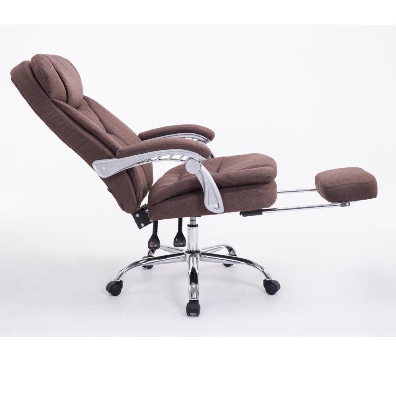 Sillón de Oficina AUSTIN, reclinable en varias posiciones y con reposapiés extensible en tela color negro