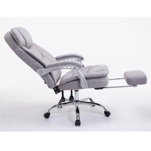 Sillón de Oficina AUSTIN, reclinable en varias posiciones y con reposapiés extensible en tela color negro