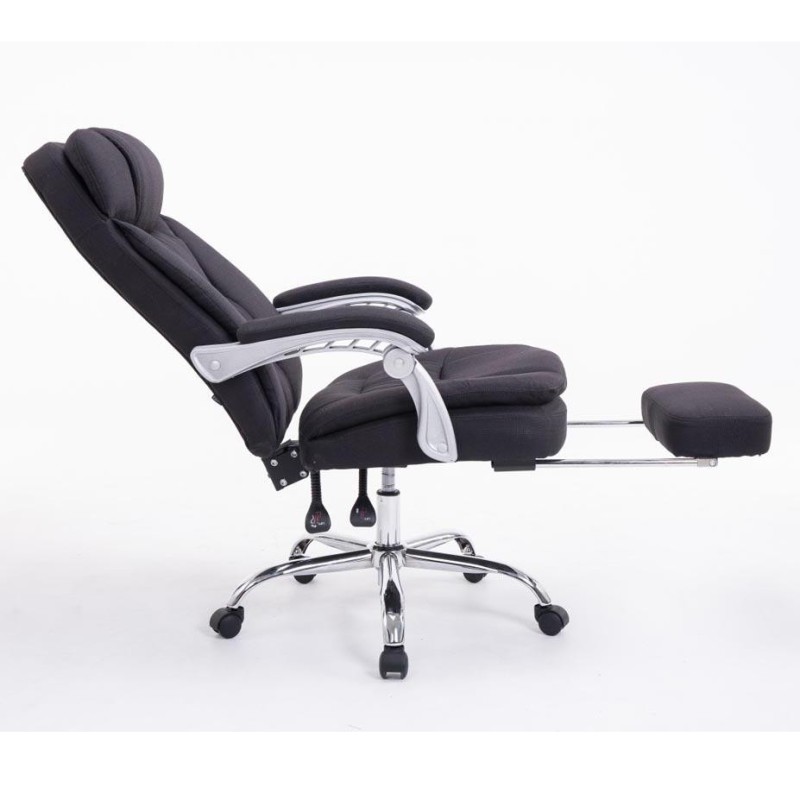 Sillón de Oficina AUSTIN, reclinable en varias posiciones y con reposapiés extensible en tela color negro