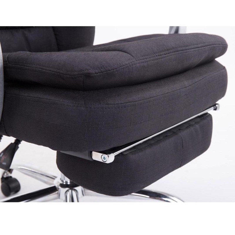 Sillón de Oficina AUSTIN, reclinable en varias posiciones y con reposapiés extensible en tela color negro
