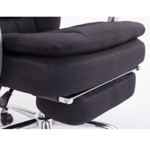 Sillón de Oficina AUSTIN, reclinable en varias posiciones y con reposapiés extensible en tela color negro