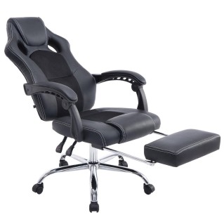 Sillón gaming SPRINT, con reposapiés extensible en malla color negro