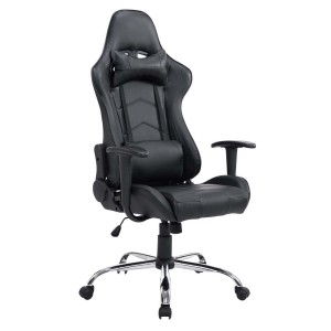 Silla gaming ZELDA, reclinable, con cojines, en piel color negro
