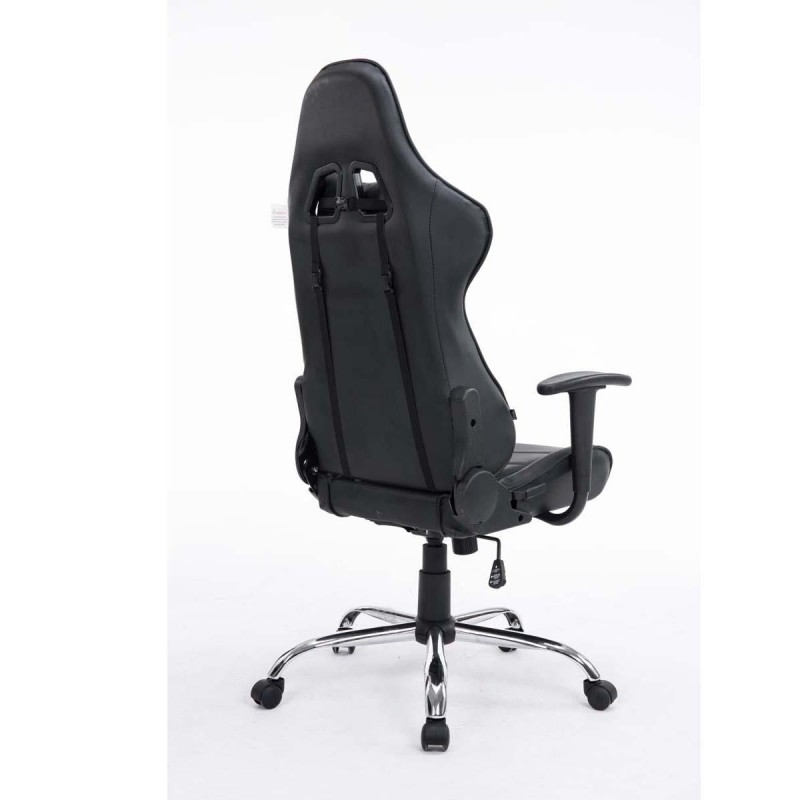 Silla gaming ZELDA, reclinable, con cojines, en piel color negro