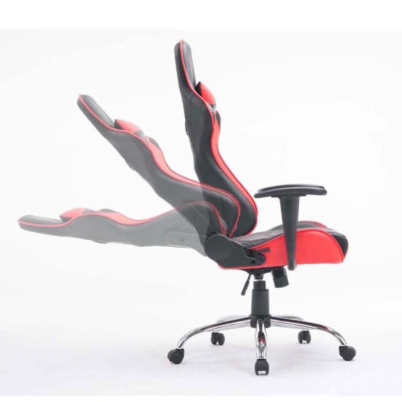 Silla gaming ZELDA, reclinable, con cojines, en piel color negro