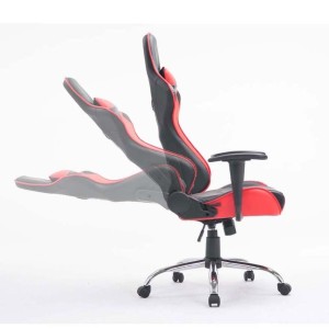 Silla gaming ZELDA, reclinable, con cojines, en piel color negro