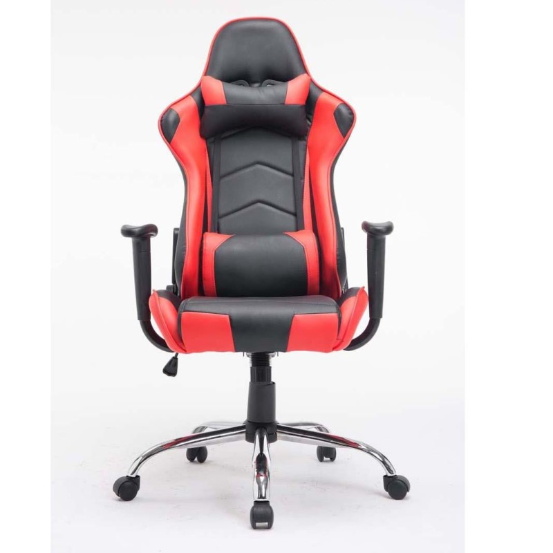 Silla gaming ZELDA, reclinable, con cojines, en piel color negro
