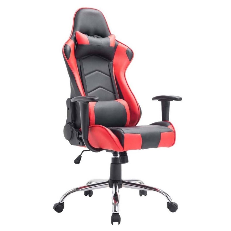 Silla gaming ZELDA, reclinable, con cojines, en piel color negro