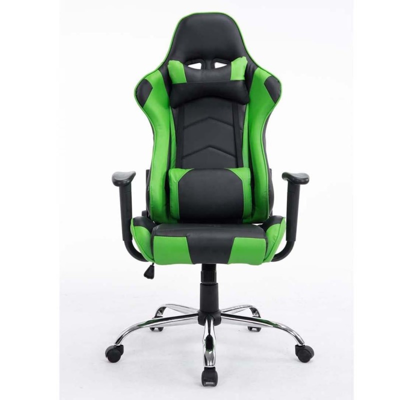 Silla gaming ZELDA, reclinable, con cojines, en piel color negro