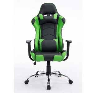 Silla gaming ZELDA, reclinable, con cojines, en piel color negro