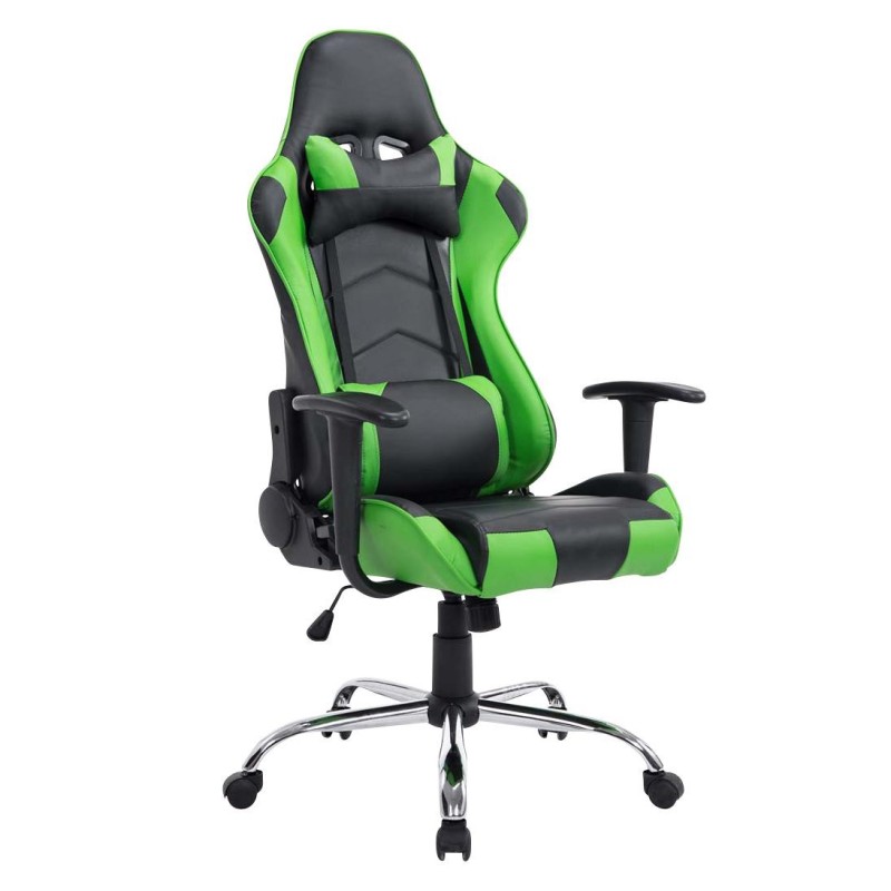 Silla gaming ZELDA, reclinable, con cojines, en piel color negro