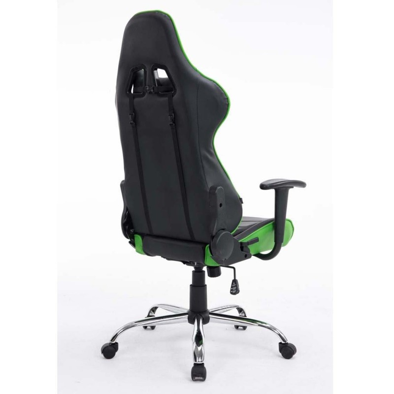 Silla gaming ZELDA, reclinable, con cojines, en piel color negro