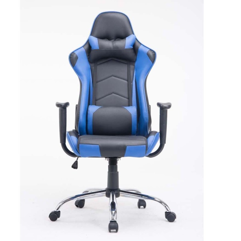 Silla gaming ZELDA, reclinable, con cojines, en piel color negro