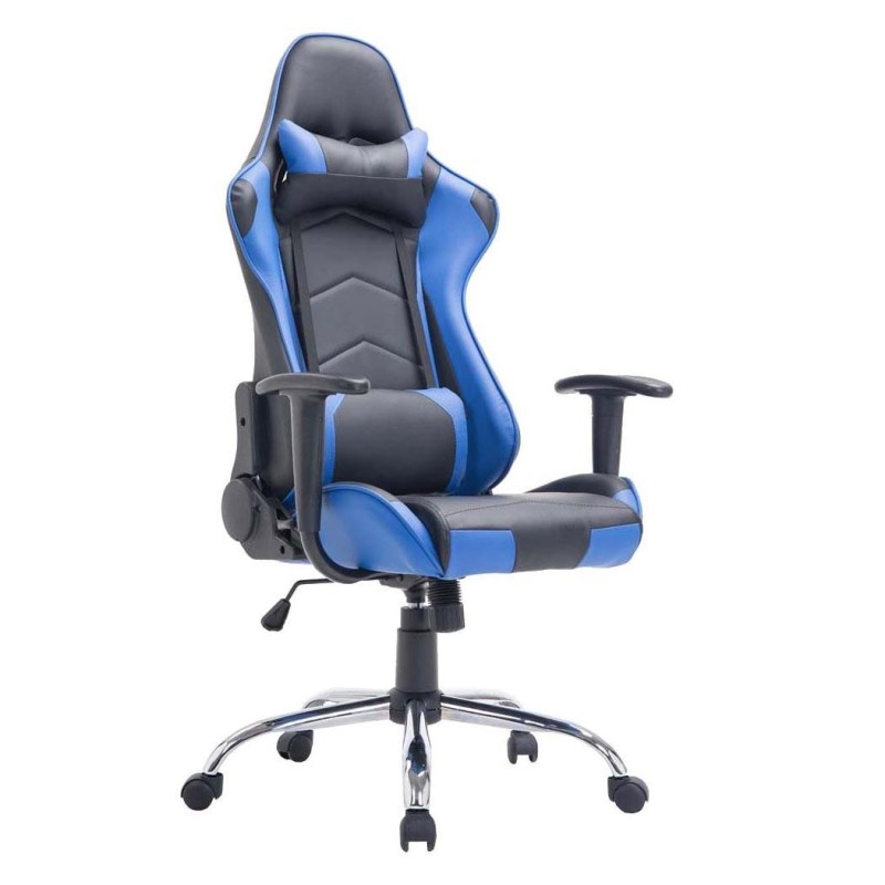 Silla gaming ZELDA, reclinable, con cojines, en piel color negro