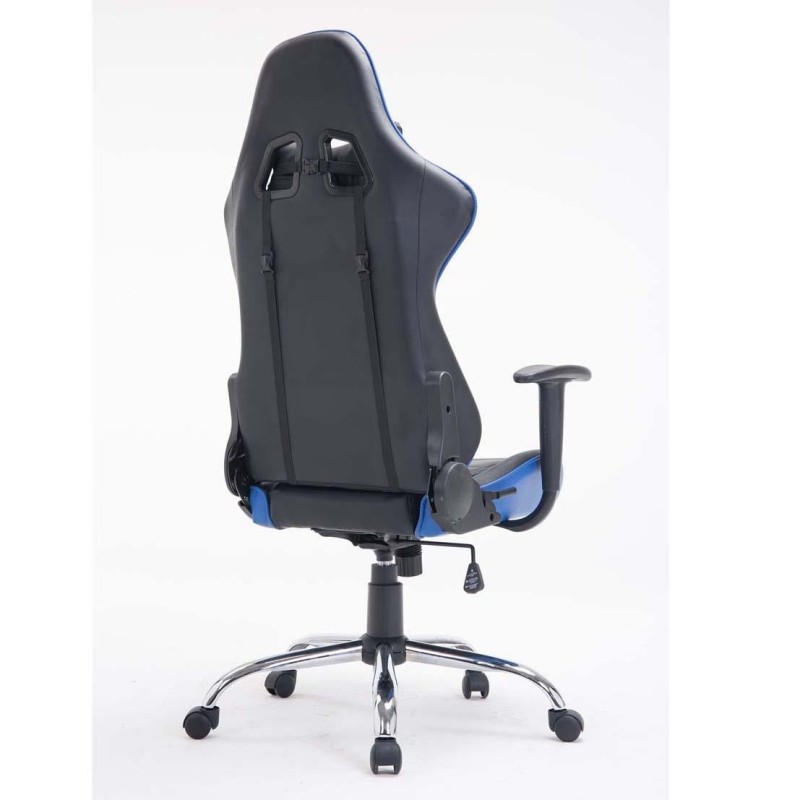 Silla gaming ZELDA, reclinable, con cojines, en piel color negro