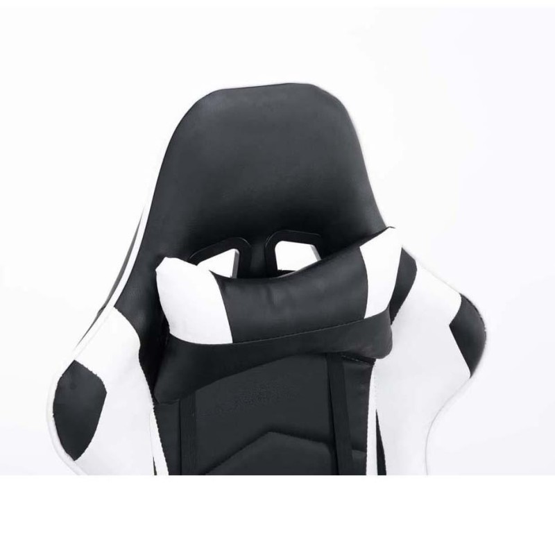 Silla gaming ZELDA, reclinable, con cojines, en piel color negro