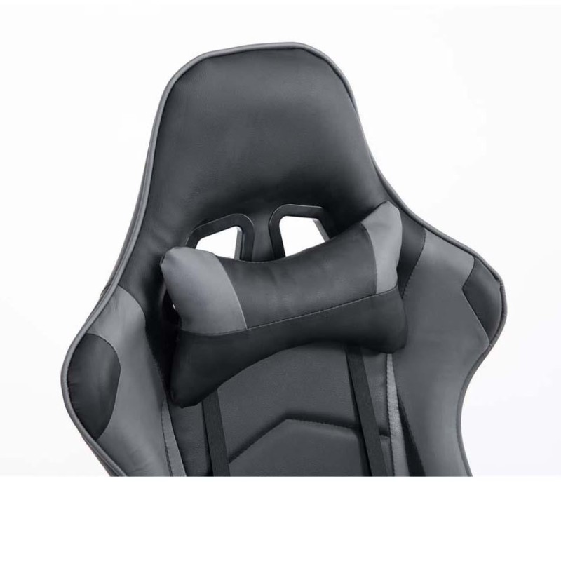 Silla gaming ZELDA, reclinable, con cojines, en piel color negro