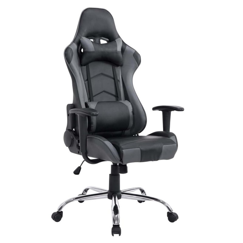 Silla gaming ZELDA, reclinable, con cojines, en piel color negro