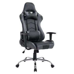 Silla gaming ZELDA, reclinable, con cojines, en piel color negro
