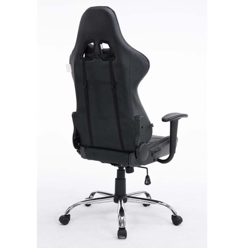 Silla gaming ZELDA, reclinable, con cojines, en piel color negro