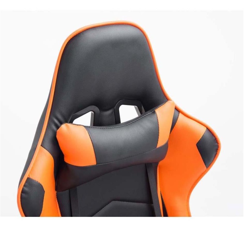 Silla gaming ZELDA, reclinable, con cojines, en piel color negro