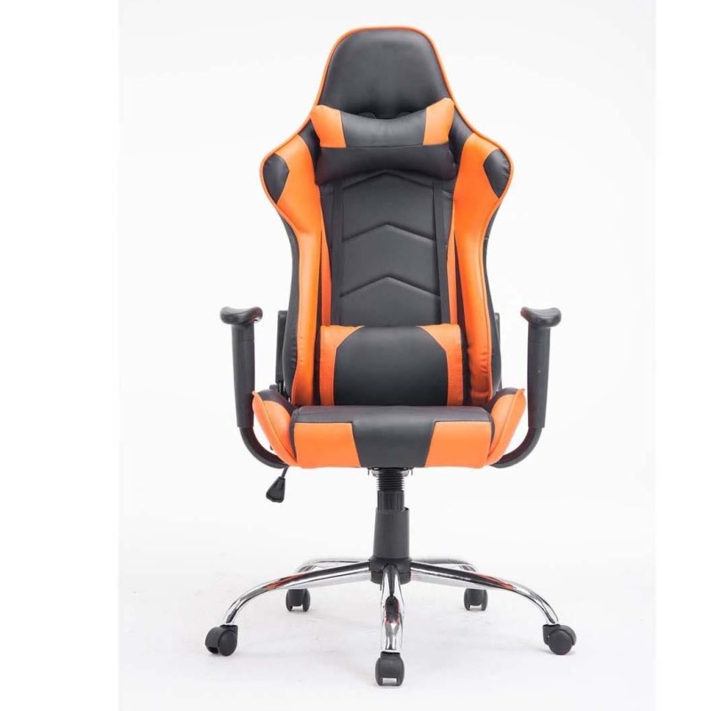 Silla gaming ZELDA, reclinable, con cojines, en piel color negro