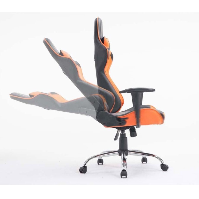 Silla gaming ZELDA, reclinable, con cojines, en piel color negro