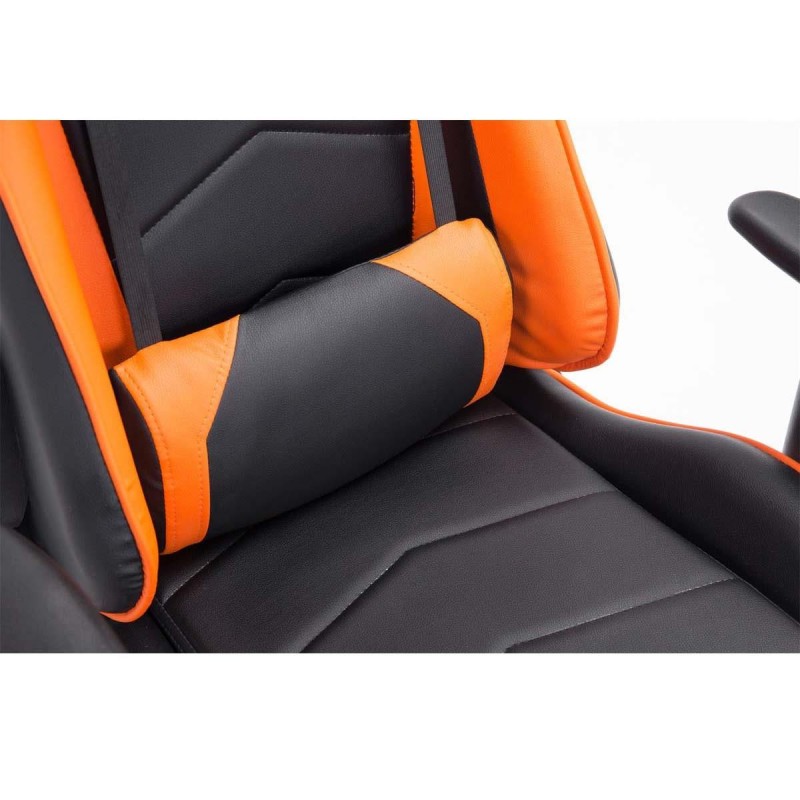 Silla gaming ZELDA, reclinable, con cojines, en piel color negro