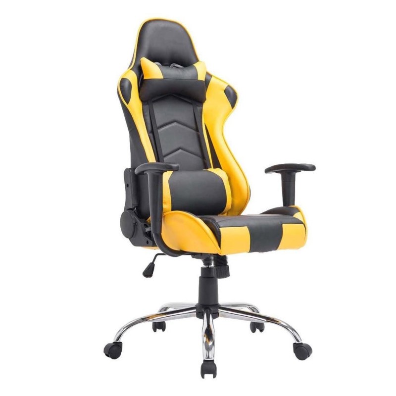 Silla gaming ZELDA, reclinable, con cojines, en piel color negro
