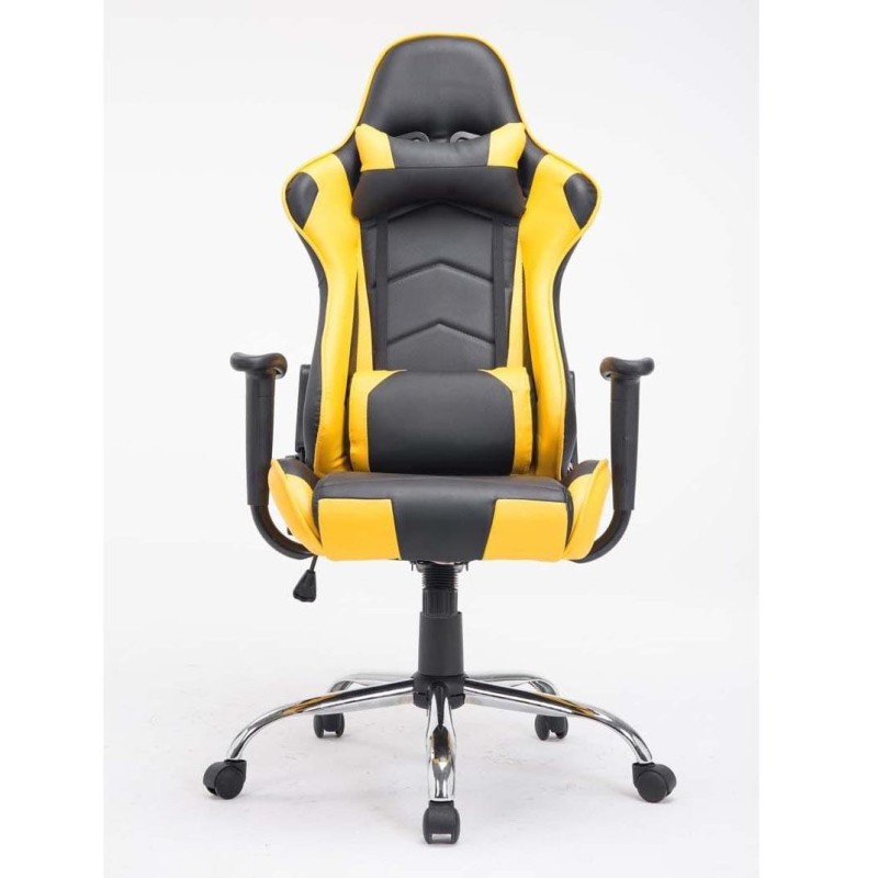Silla gaming ZELDA, reclinable, con cojines, en piel color negro