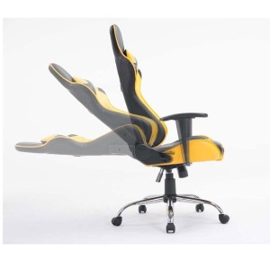 Silla gaming ZELDA, reclinable, con cojines, en piel color negro