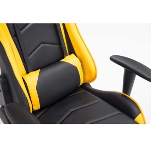 Silla gaming ZELDA, reclinable, con cojines, en piel color negro