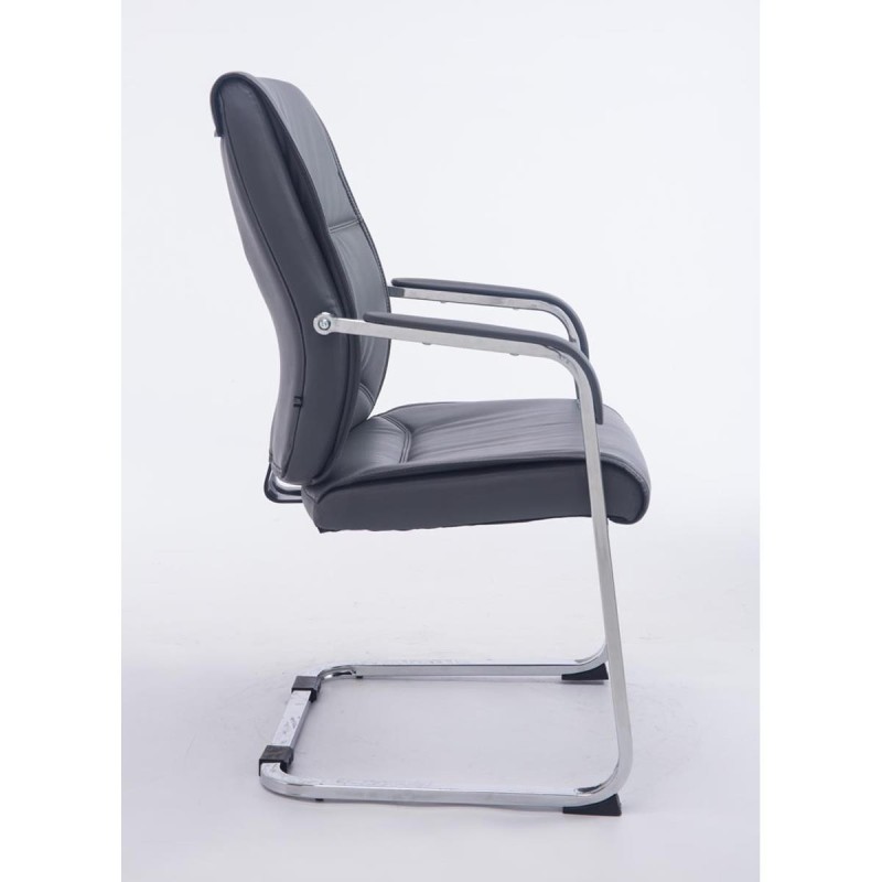 Silla de confidente MAEL, gran acolchado en piel color negro