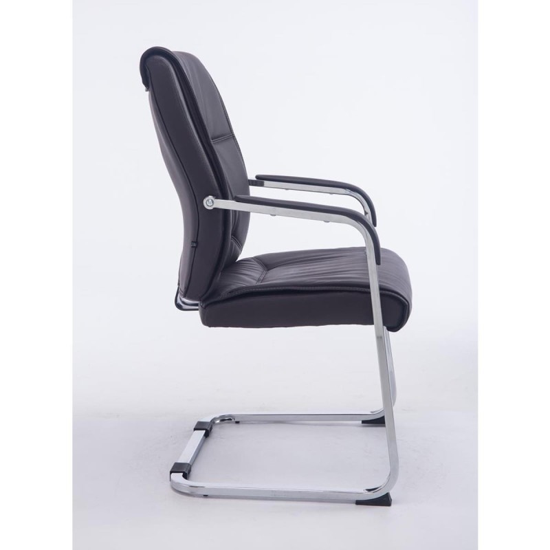 Silla de confidente MAEL, gran acolchado en piel color negro