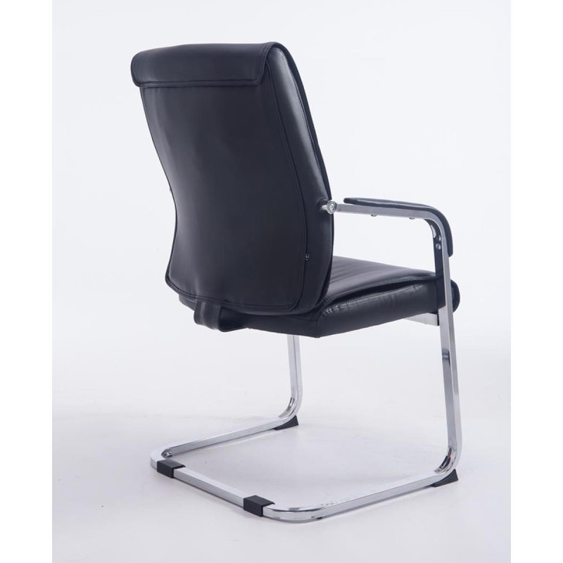 Silla de confidente MAEL, gran acolchado en piel color negro