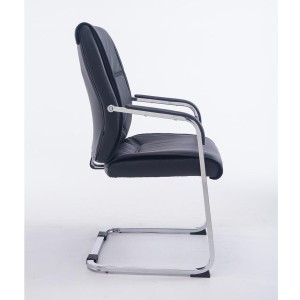 Silla de confidente MAEL, gran acolchado en piel color negro