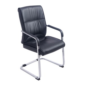 Silla de confidente MAEL, gran acolchado en piel color negro