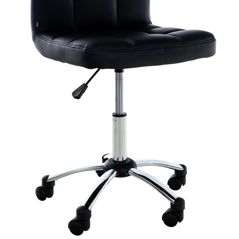 Silla / Taburete de Oficina LUKE en Piel color Negro