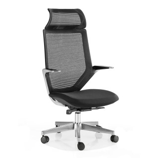  Sillón de diseño FLORIAN PRO, en aluminio cromado, color negro
