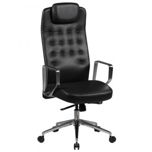 Sillón de diseño DIXON, exclusivo, en piel natural color negro