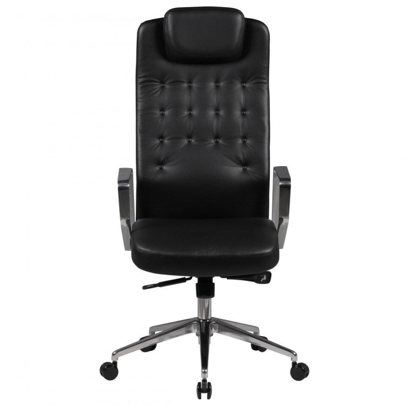 Sillón de diseño DIXON, exclusivo, en piel natural color negro