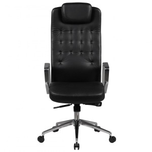 Sillón de diseño DIXON, exclusivo, en piel natural color negro